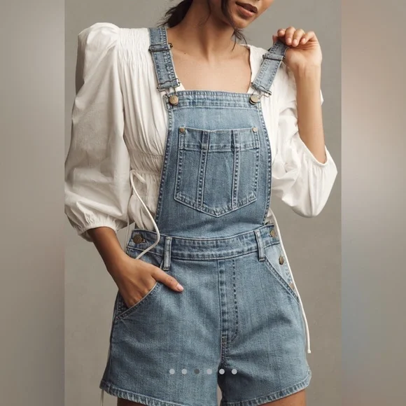 NWT Anthropologie Pilcro Denim Micro Overalls Size 12 - Picture 3 of 7